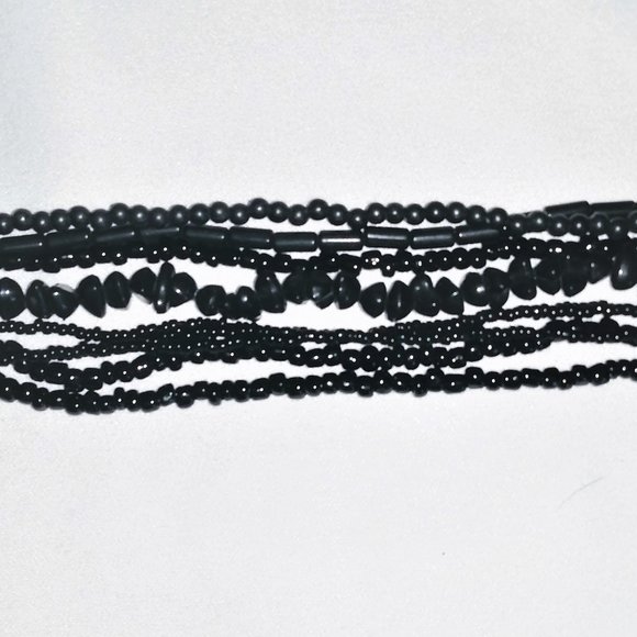 Black Multi-Strand Mixed Beads Choker-Chick/BOHO - Picture 4 of 4